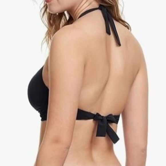 Profile by Gottex NWT Sz 32C  Navy Twist Front Halter V-Neck Bikini Top Swimsuit - Picture 2 of 10